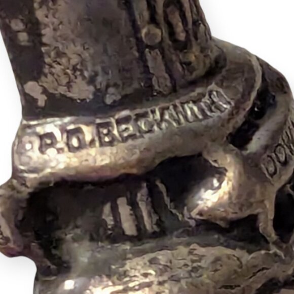 Antique PD Beckwith Round Oak Stove Advertising Silver Stick Pin 2.5" - Picture 8 of 11